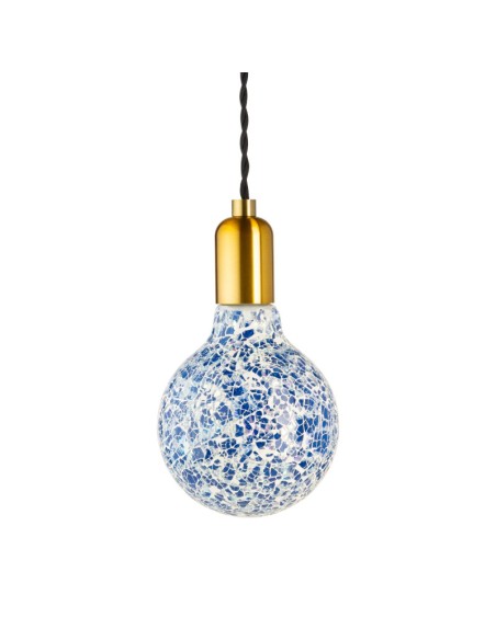 Ampoule décorative Led dimmable forme globe  E27  motifs mosaïque bleue - Girard-Sudron Leluminaireled.com