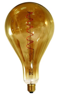Ampoule déco filament LED dimmable E27 AMBRE FLEX 470 lumens en verre ambré  Ø12.5cm - Keria et Laurie Lumière