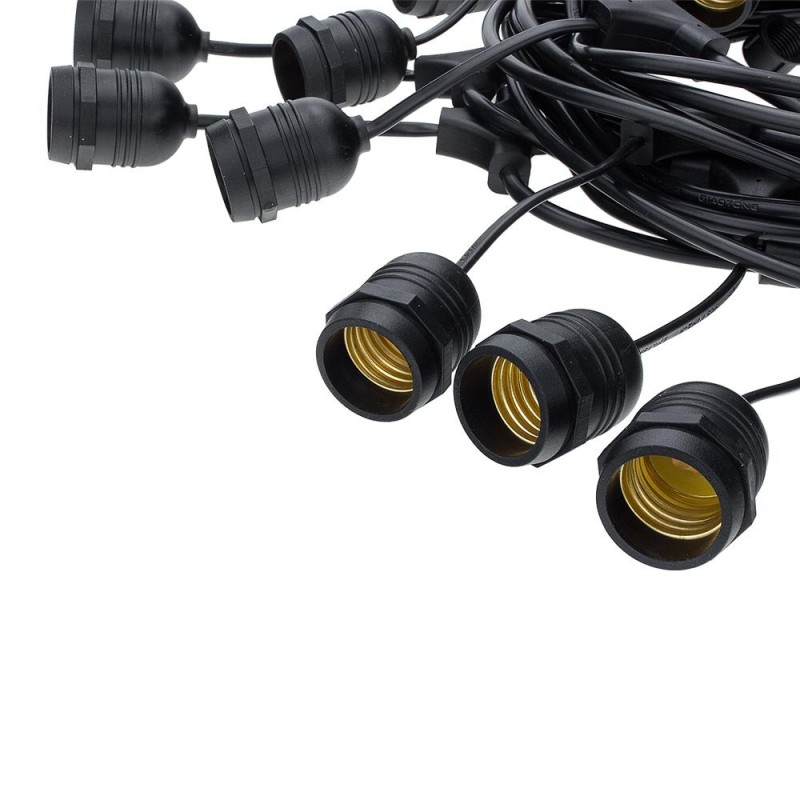 Douille pour ampoule E27 noire avec câble