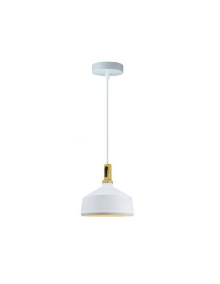 Suspension métal blanc et bois - Girard-Sudron Leluminaireled.com