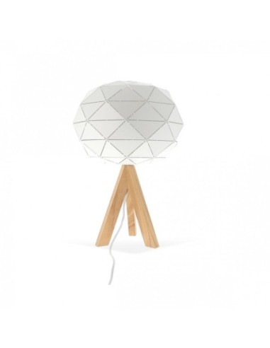 Lampe de table Origami blanche et bois - Girard-Sudron Leluminaireled.com