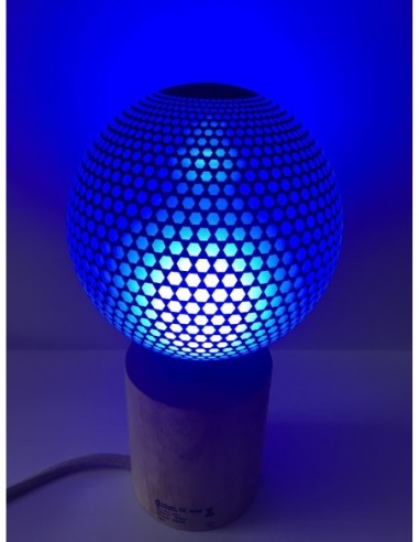 Ampoule décorative Led dimmable forme globe  E27  motifs hexagones bleue - Girard-Sudron Leluminaireled.com