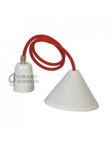 Suspension douille porcelaine cordon textile rouge pour ampoule décorative  - Girard-Sudron Leluminaireled.com