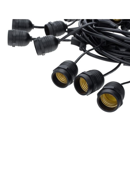 Guirlande Led extérieure étanche 10 douilles E27 cordon noir - Optonica Leluminaireled.com