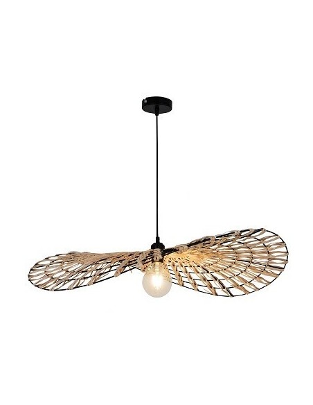 Suspension  intérieure Led rotin Flora XL diamètre 80 cm - Sampa Helios Leluminaireled.com