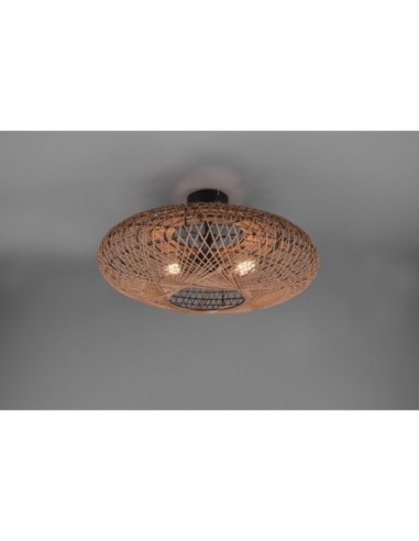 Plafonnier Led métal et sisal culot E27 - Trio - Hedda Leluminaireled.com