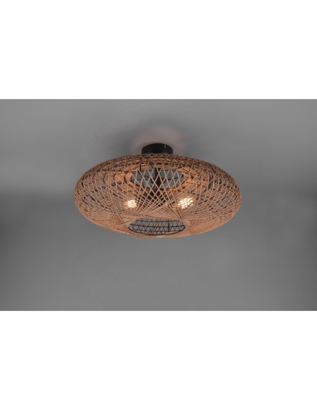 Plafonnier Led métal et sisal culot E27 - Trio - Hedda Leluminaireled.com