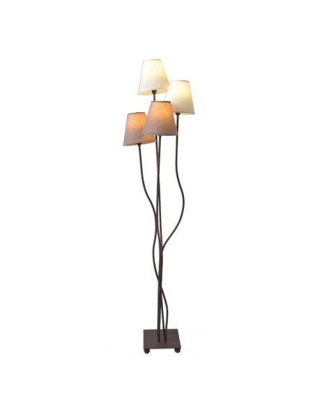 Lampadaire métal noir abat-jour tissu ivoire et taupe 4 points lumineux - Näve - Boho Leluminaireled.com