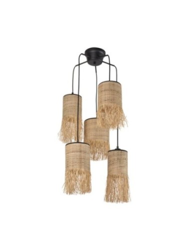 Suspension Led métal et cannage  - Market Set - Formentera 5L Leluminaireled.com