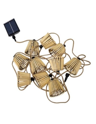 Guirlande lumineuse étanche cable 10 ampoules cordon jute solaire - New Garden - Okinawa Leluminaireled.com