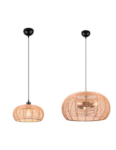 Suspension Led métal et rotin culot E27 - Trio - INGA Leluminaireled.com