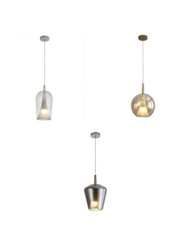 Suspension Led verre et métal design scandinave  - Mantra - Elsa