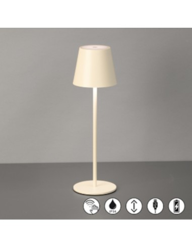 Lampe de table autonome rechargeable beige - Fischer & Honsel - Viletto Leluminaireled.com