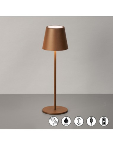 Lampe de table autonome rechargeable rouille - Fischer & Honsel - Viletto Leluminaireled.com